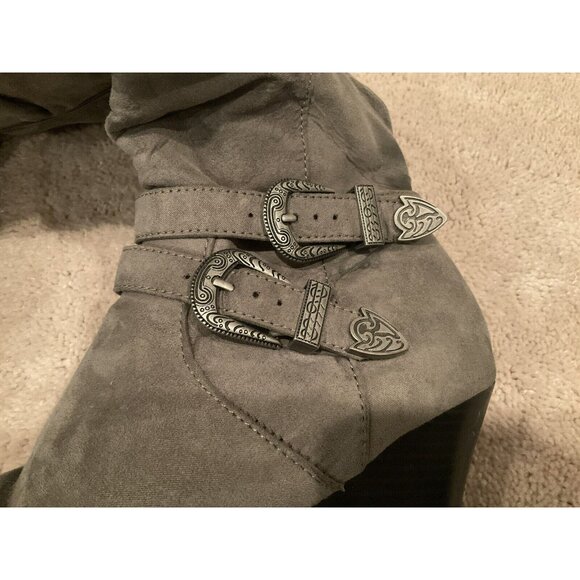 SO Grey Suede Knee High Boots Womens Size 9 - Picture 6 of 8